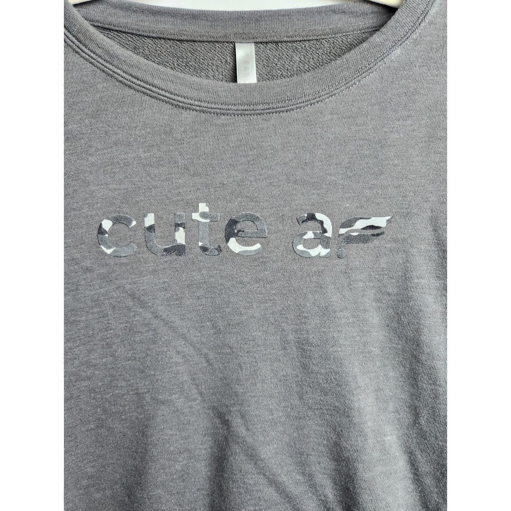 Fabletics Cute AF drop shoulder sweatshirt gray camo print sz L crop no mat tag - Picture 2 of 6